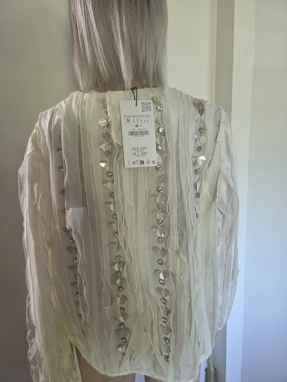 RARE Zara Womens Appliques Ruffled Jacket with Beads & Ruffles Size M #3920/119 - Picture 6 of 12